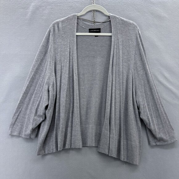 Lane Bryant Cardigan Sweater 22/24 Women’s Gray Open Front 3/4 Sleeve‎ Wide Hem - Picture 1 of 7